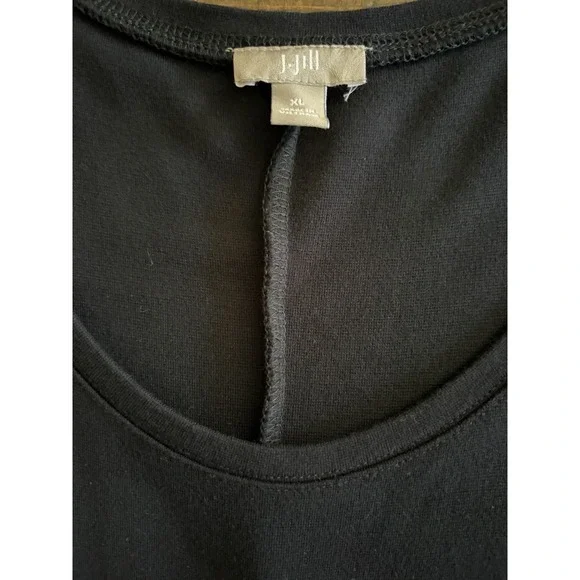 J.Jill Black Midi Dress XL Long Sleeve Soft Knit Rayon Wool Minimalist - Picture 3 of 8